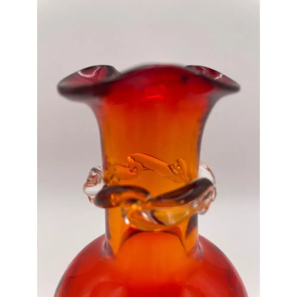 Vtg Kanawha Glass 1974 Ruby Red Applied Clear Rigaree Ruffle 5